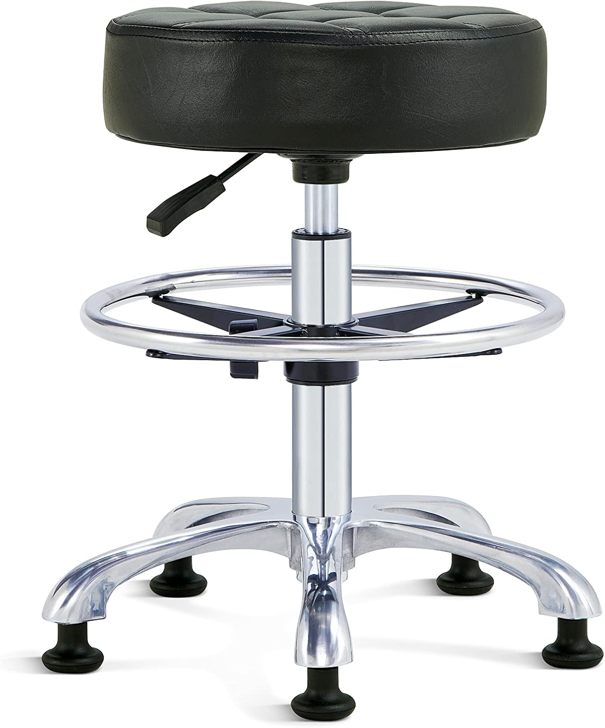 Black Height Adjustable Rolling Desk Stool with Backrest and Casters F134716