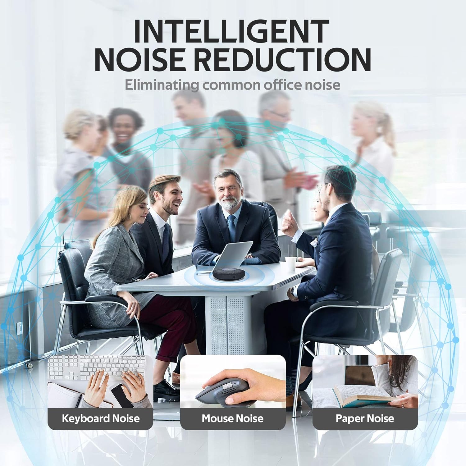Bluetooth Speakerphone with 4 Directional Mics for up to 15 People V8368