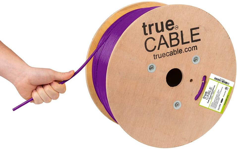 Cat6A Plenum 1000ft Yellow 23AWG 4 Pair Solid Bare Copper Bulk Ethernet Cable X69255