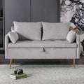 Grey Velvet Button Tufted Mini Loveseat T429794