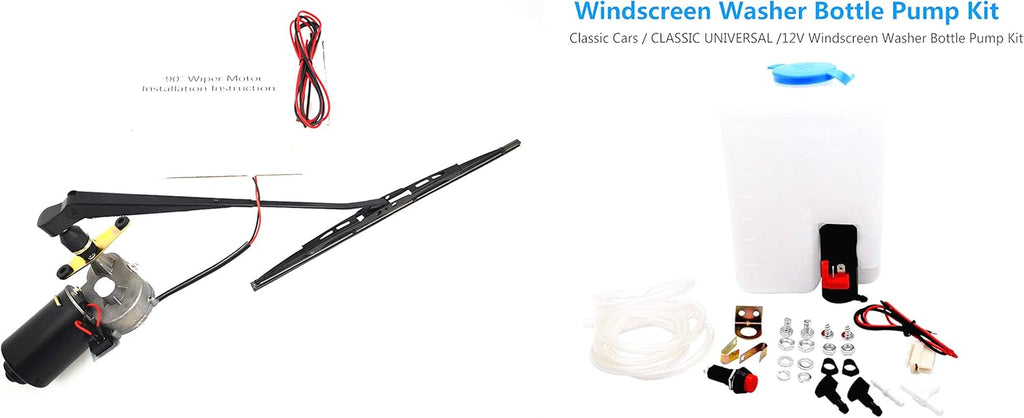 12V Electric Motor UTV Windshield Wiper Kit with Washer Pump Pack of 2 V43988