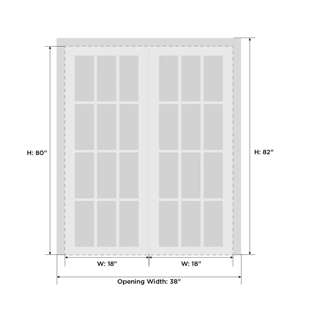 Solid French Double Doors 36 x 80 inches Painted White Oak Wood N957208
