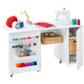 White Folding Sewing Table with Magnetic Doors Q305