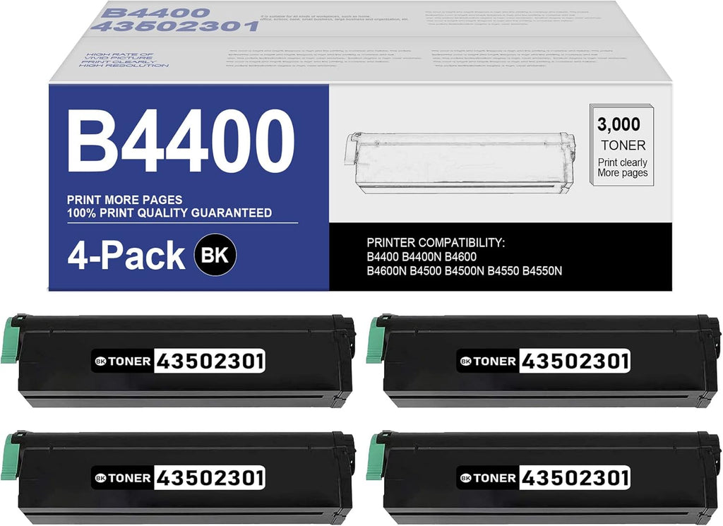 Black 4-Pack Toner Cartridge Replacement for OKI Printers N48170