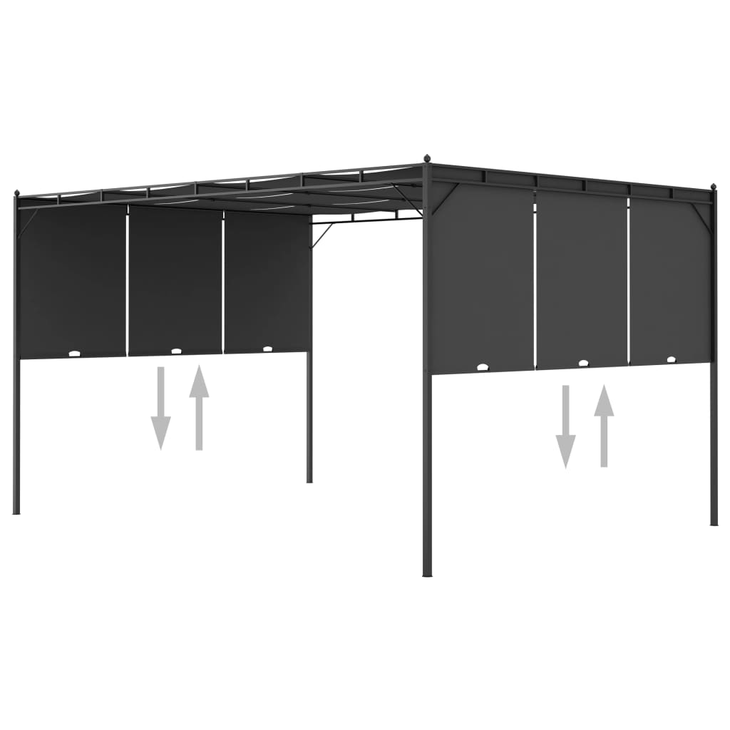 Garden Gazebo with Side Curtain Anthracite C9297