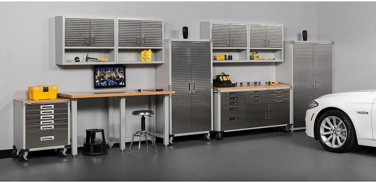 72 W x 20 D x 37.5 H Granite Grey Rolling Cabinet Workbench B960