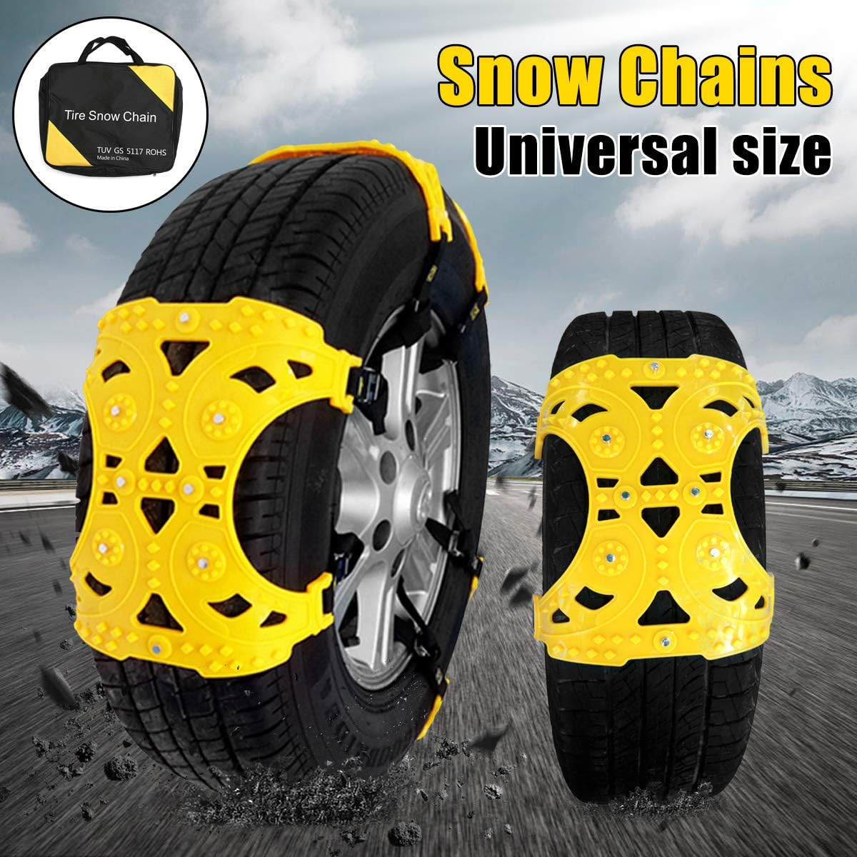 Universal Anti-Skid Tire Chains for Car, SUV, and Pick Up, Pack of 2 K742
