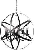 Black 6-Light Farmhouse Chandelier with Spherical Shade K667