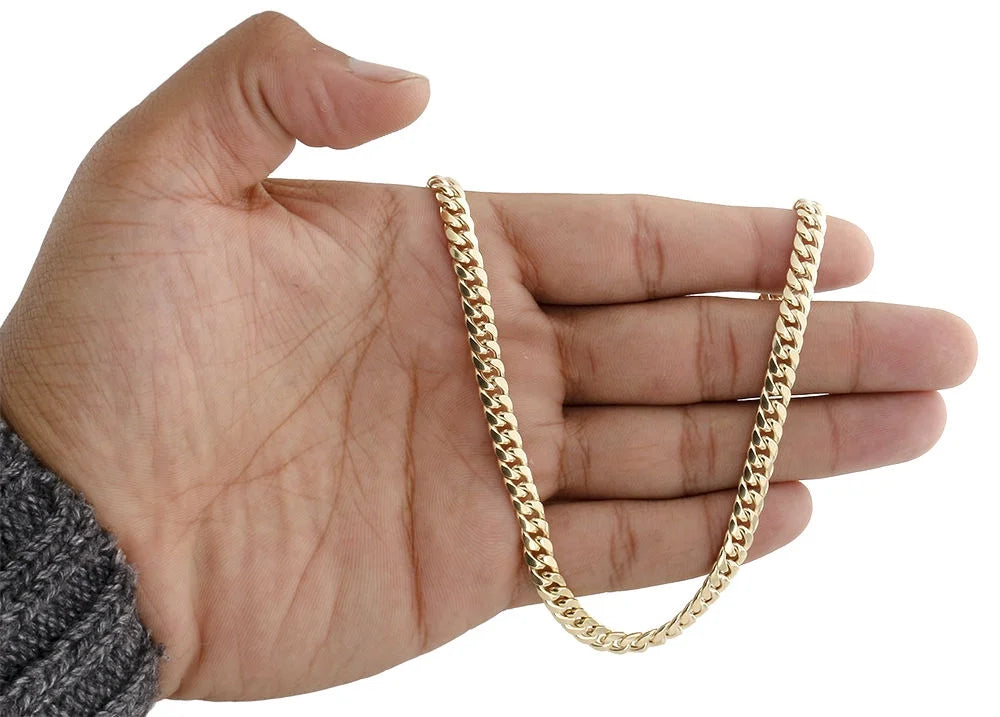 18K Yellow Gold 6mm Solid Miami Cuban Link Chain 22" Necklace I668