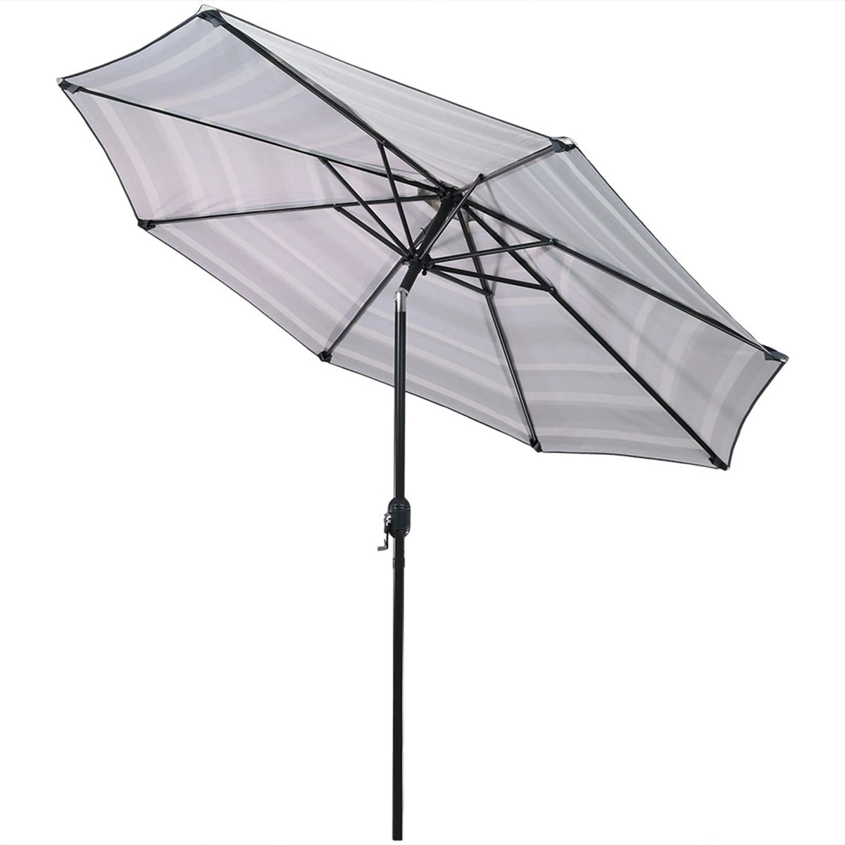 Striped 9' Patio Umbrella with Push Button Tilt & Crank F196576