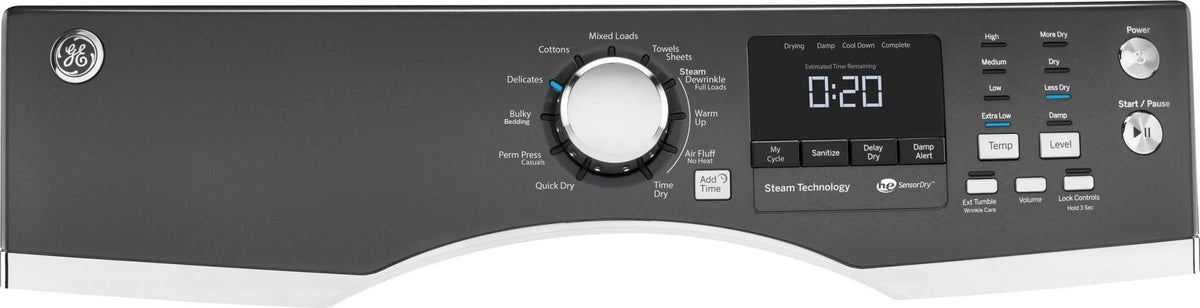 Gray Electric Dryer with Steam P10565