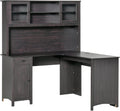 White L-Shaped Desk with Hutch and Drawers J9416