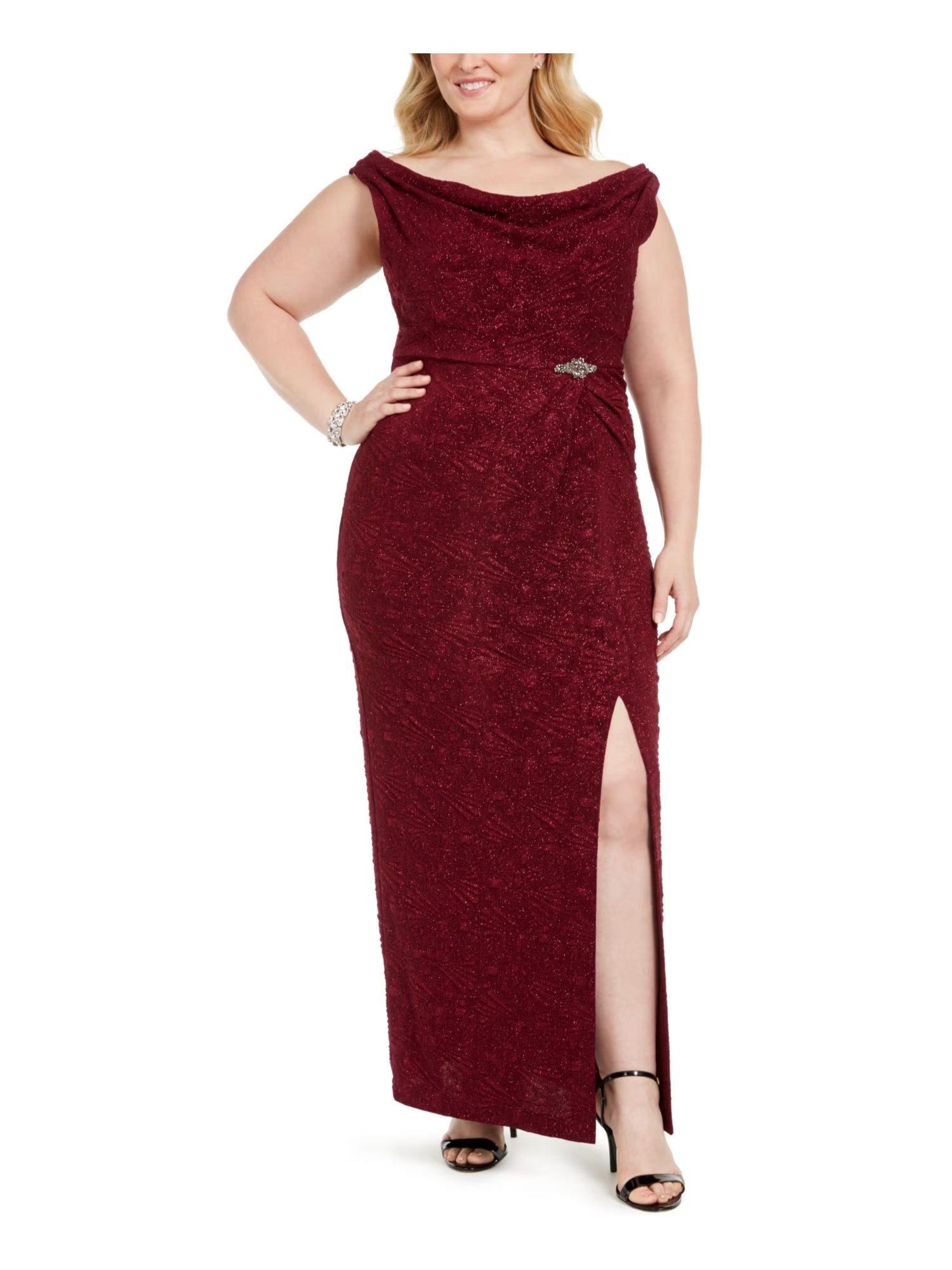 Burgundy Sleeveless Maxi Formal Dress Plus Size 18W S148703
