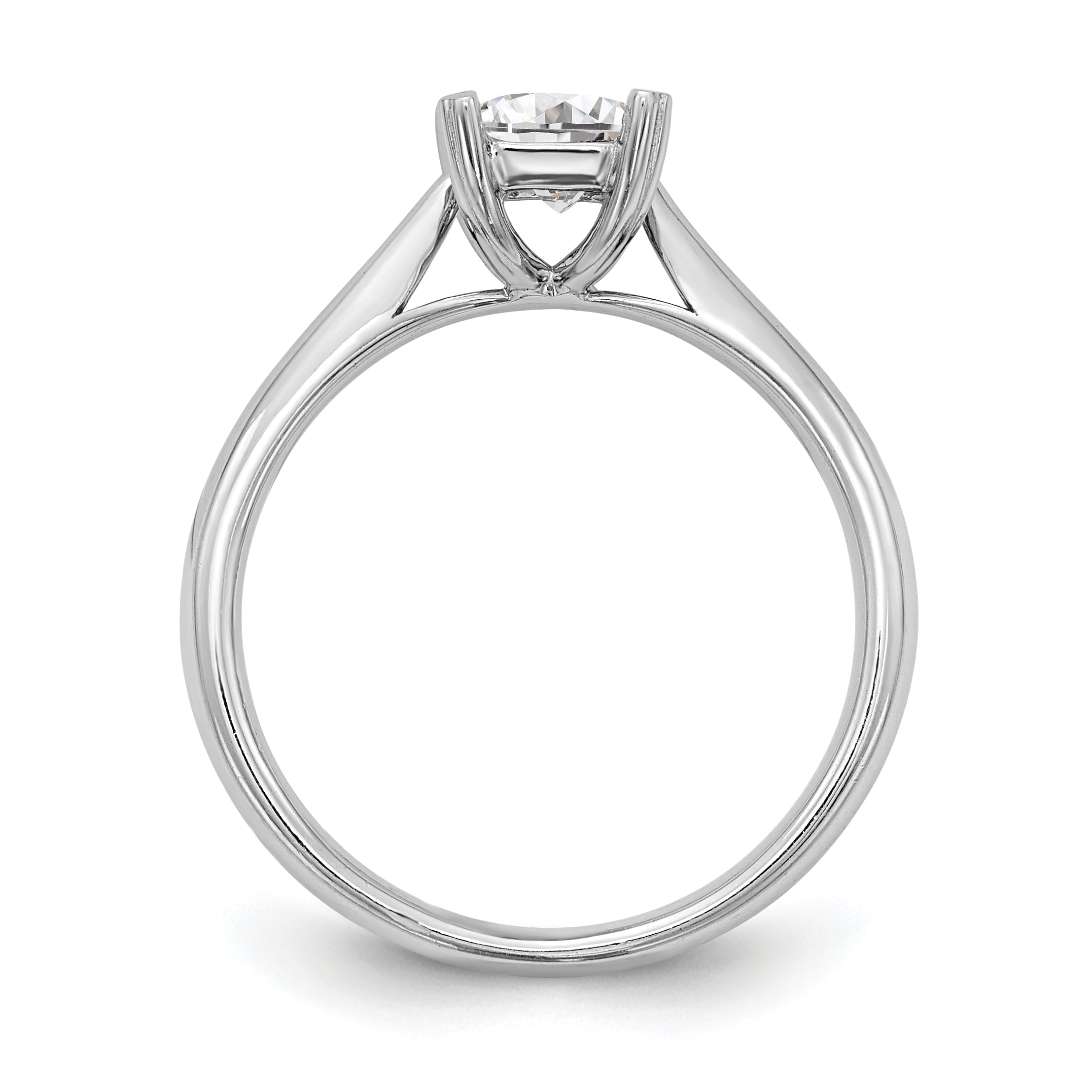 0.50ct CZ Solid 14k White Gold Emerald Solitaire Engagement Ring J15189