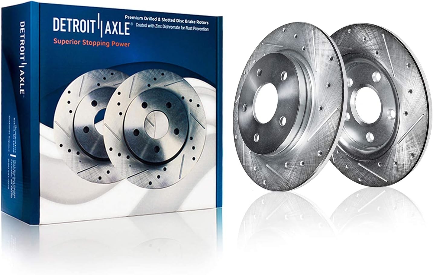 Front and Rear Drilled & Slotted Disc Brake Rotors 4pc Set D3148
