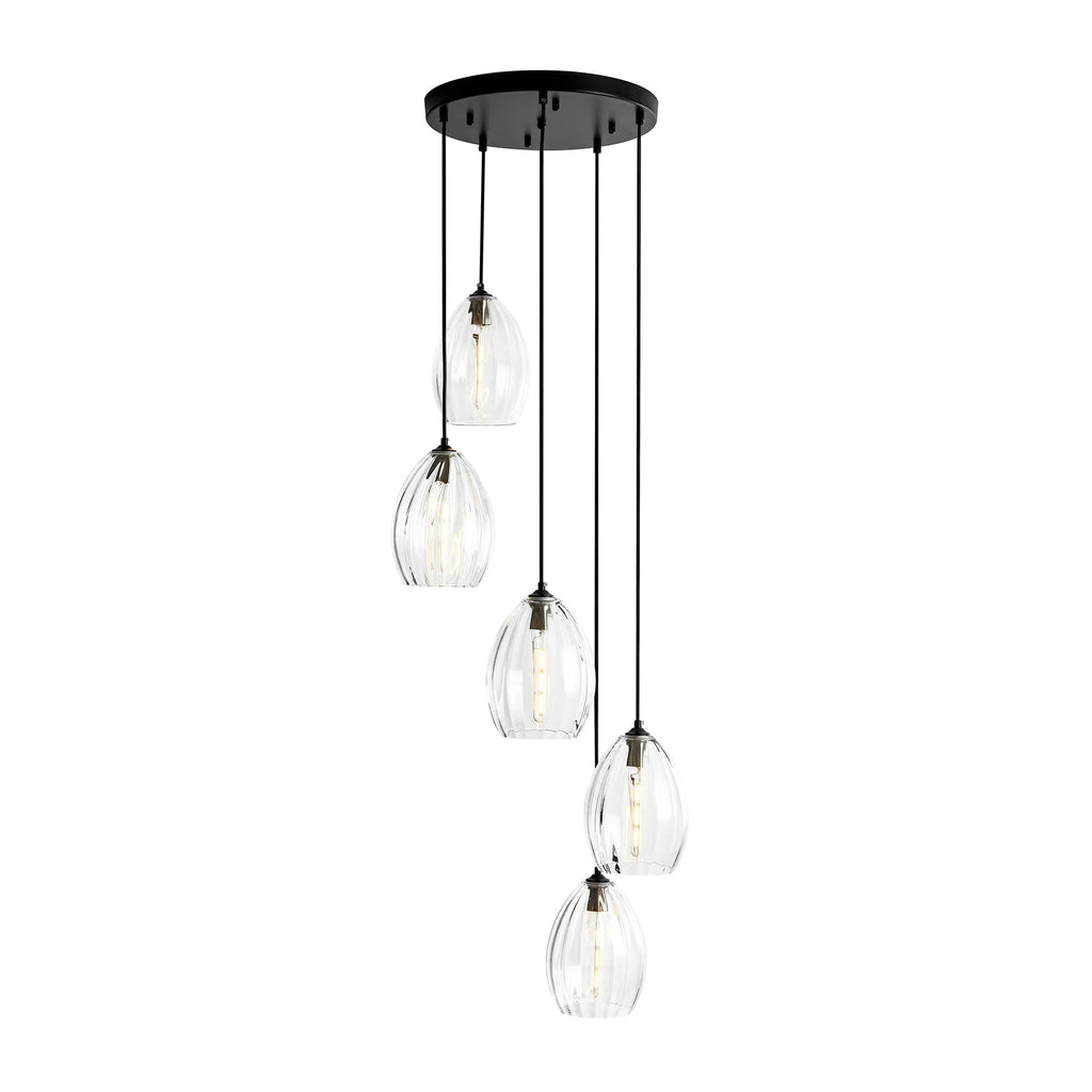 5-Light Linear Cluster Shade Contemporary Pendant J374