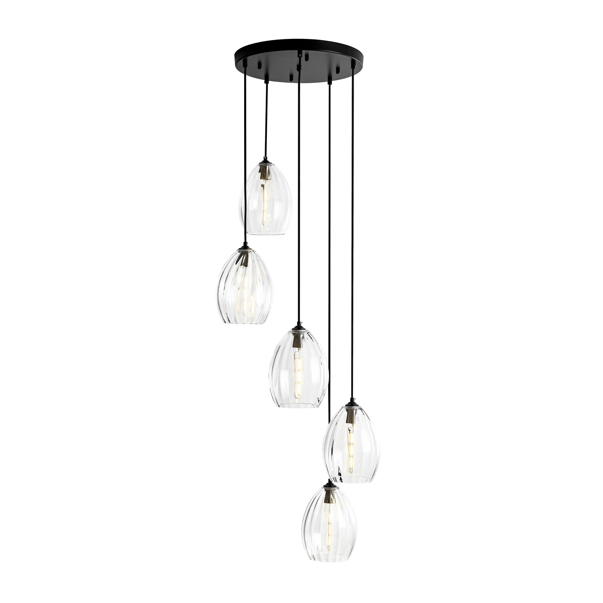 5-Light Linear Cluster Shade Contemporary Pendant J374