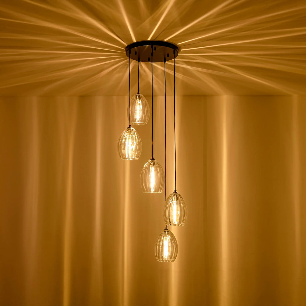 5-Light Linear Cluster Shade Contemporary Pendant J374