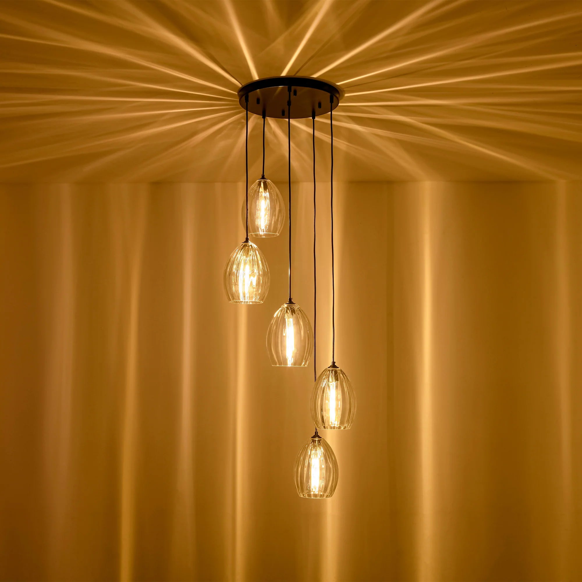 5-Light Linear Cluster Shade Contemporary Pendant J374