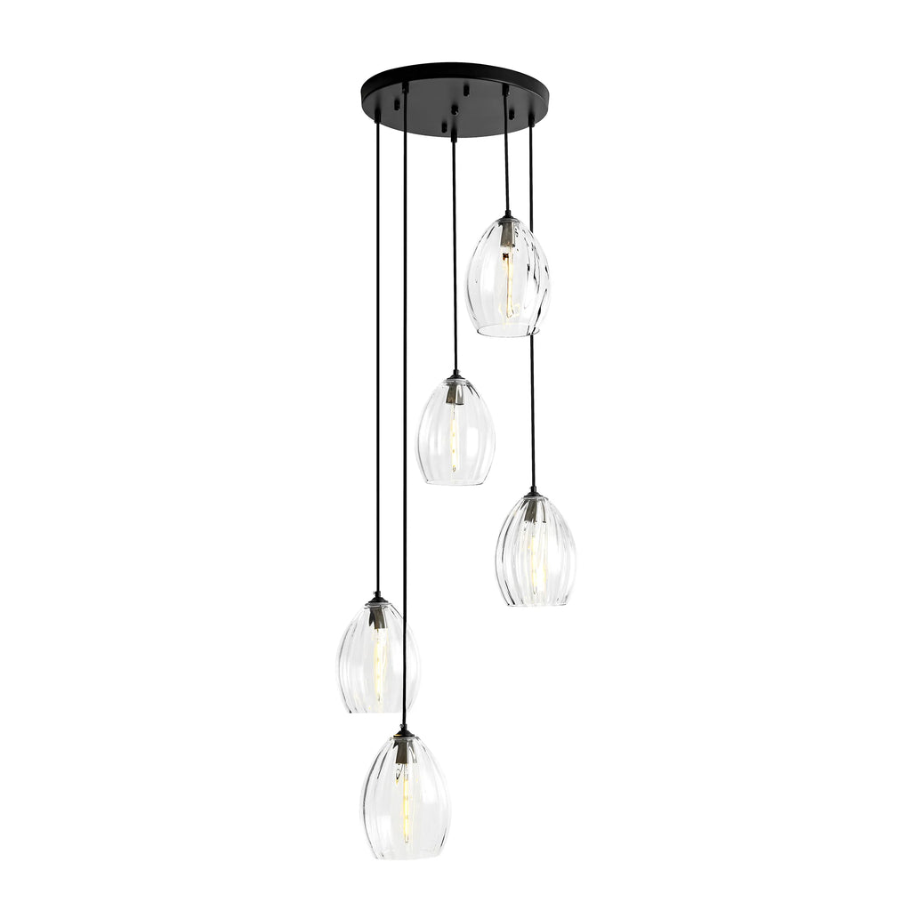 5-Light Linear Cluster Shade Contemporary Pendant J374