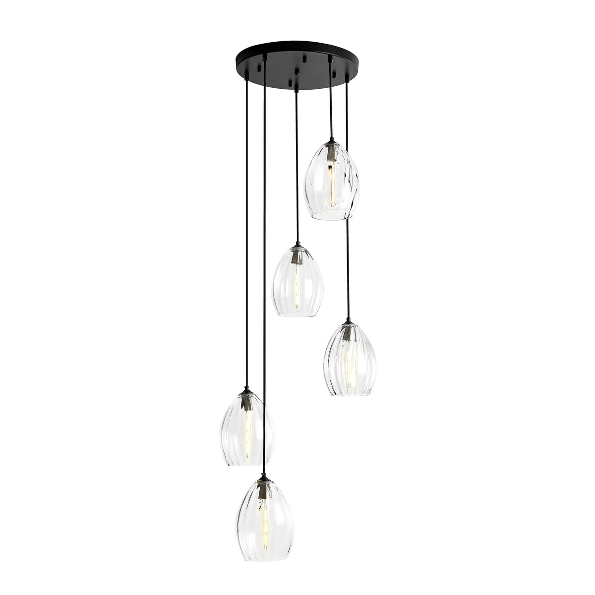 5-Light Linear Cluster Shade Contemporary Pendant J374