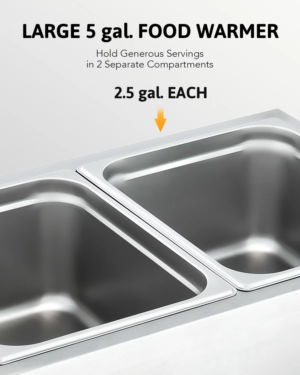 Commercial 2 Pan Bain Marie Food Warmer 1200W 20 Quart Electric Buffet Warmer P338533