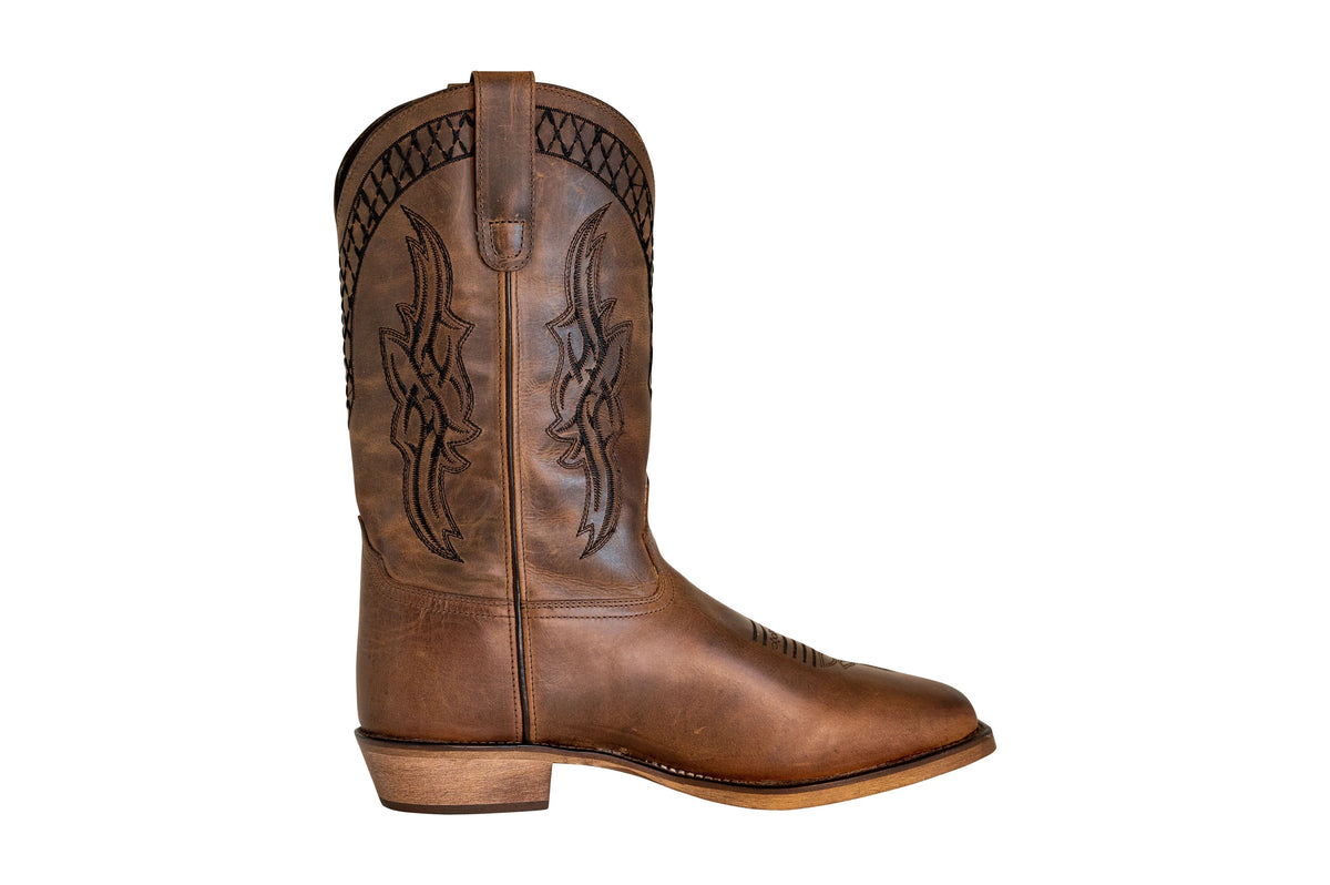 Brown Wide Square Toe Western Boot I911