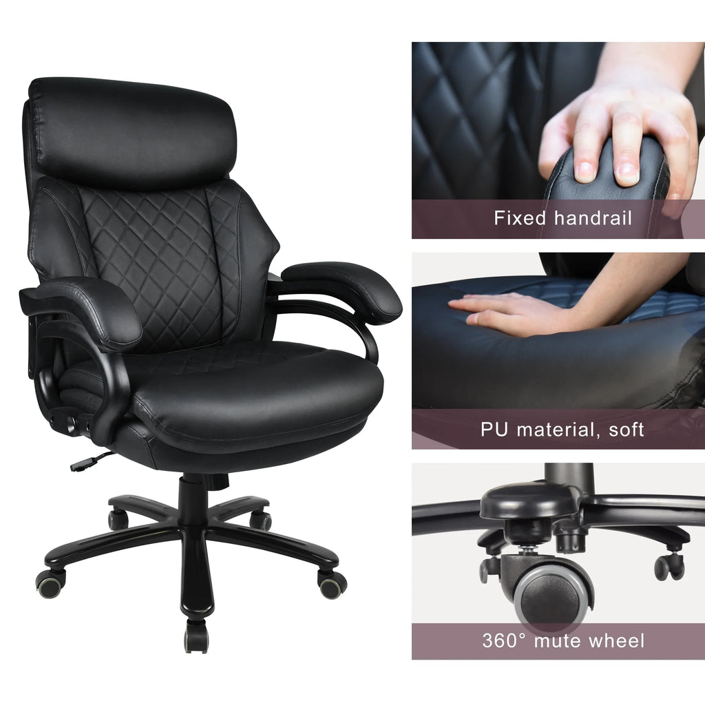Heavy Duty High Back Ergonomic Leather Office Chair, Black F95383