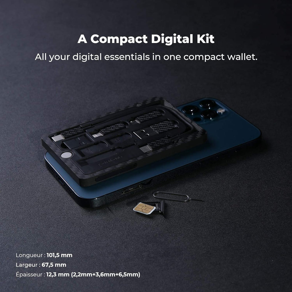 Carbon Fiber Modular Portable Electronic Tool Kit with Type-C Cable Adapters and SD Card Reader X68777