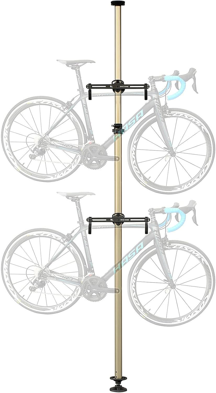 Floor to Ceiling Indoor 2 Bike Bicycle Vertical Dual Hanger Parking Rack Storage Pole Stand X380178