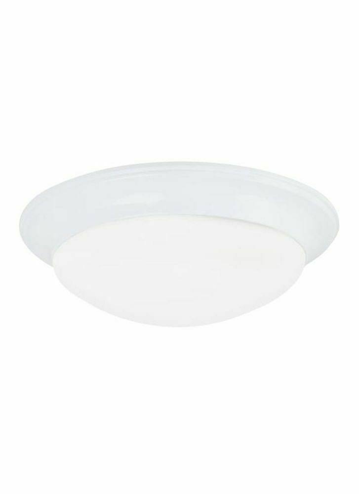 White Finish Small Flush Mount with Satin Etched Glass J682