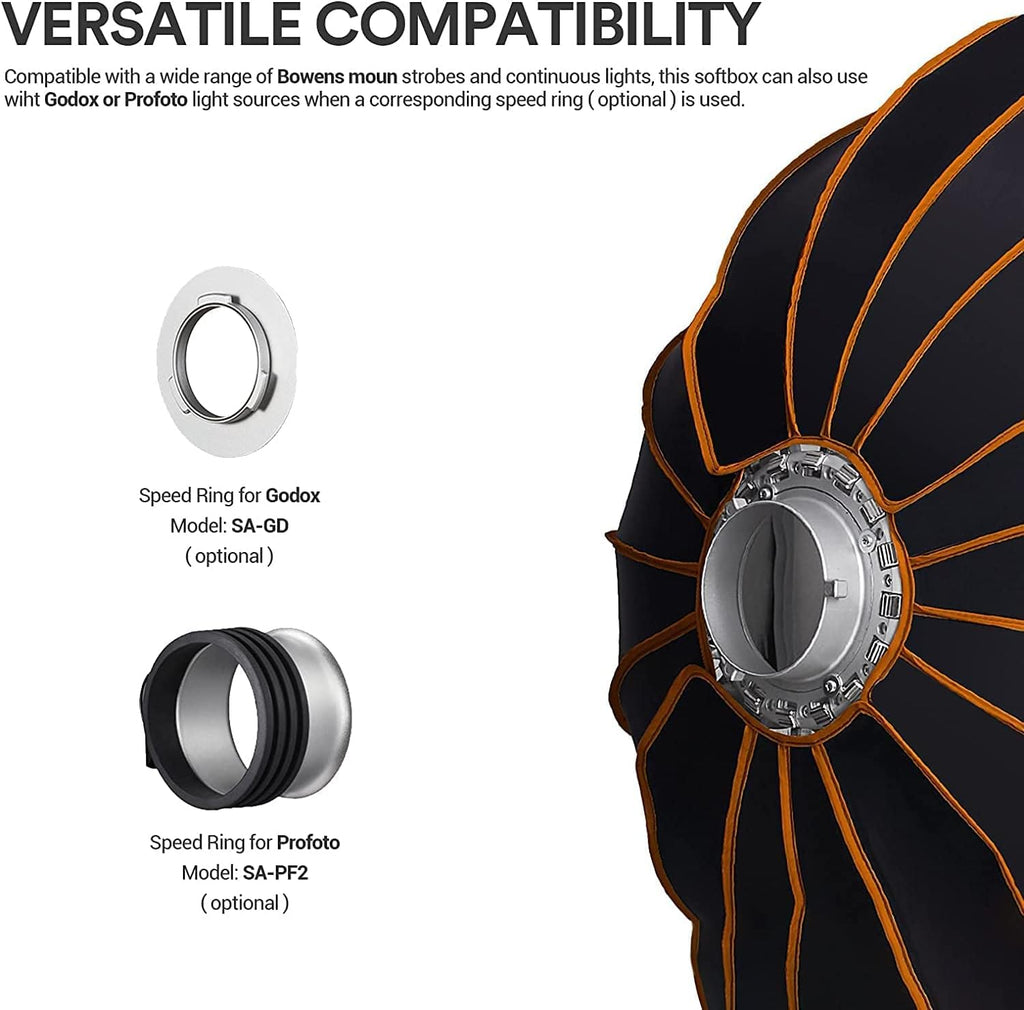 35.5 Inch Parabolic Softbox with Front & Inner Diffuser and Carrying Bag B52444