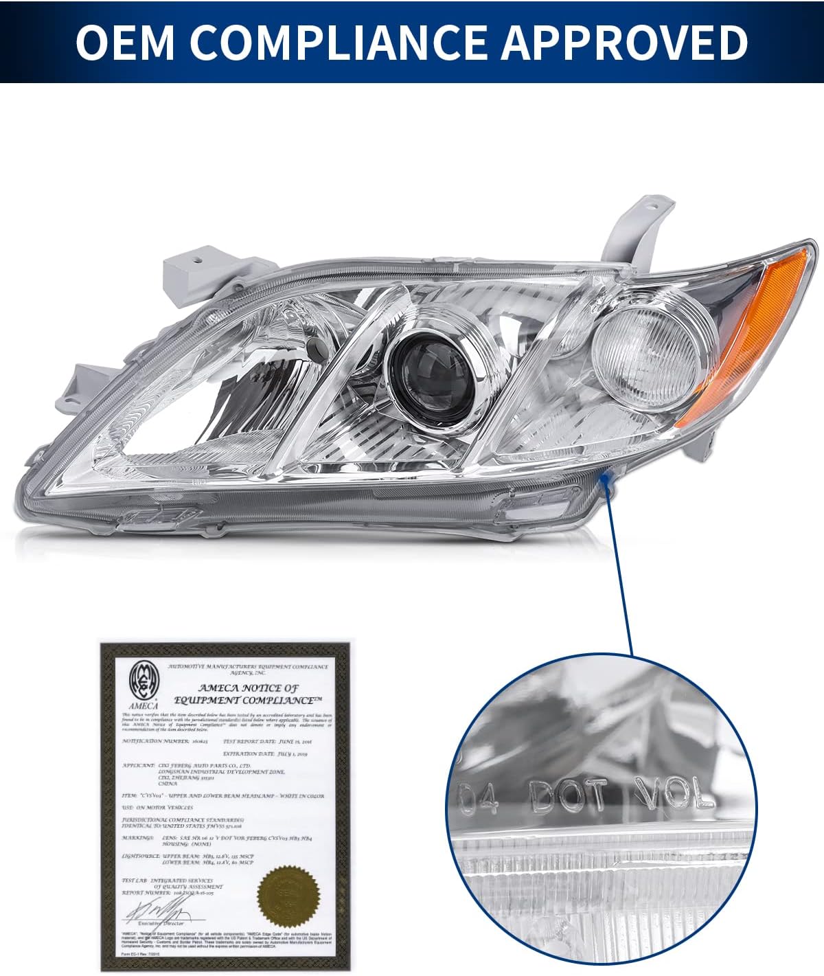 Chrome Housing Clear Lens Headlights Assembly W664