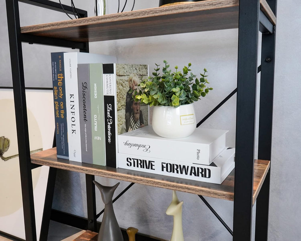 3 Tier Industrial Wood Bookshelf, Black/Brown B291252