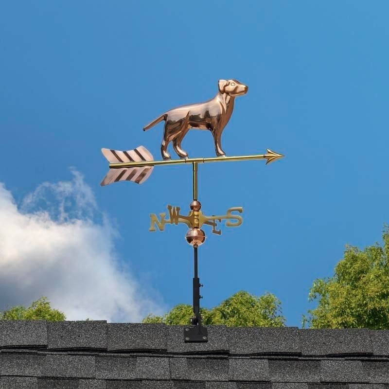 Polished Copper Labrador Retriever Weathervane Roof Mount I4583