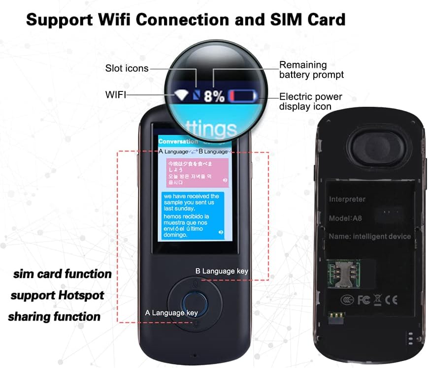 White 3.0 Touch Screen Portable Translator Device, Pack of 2 Z907238
