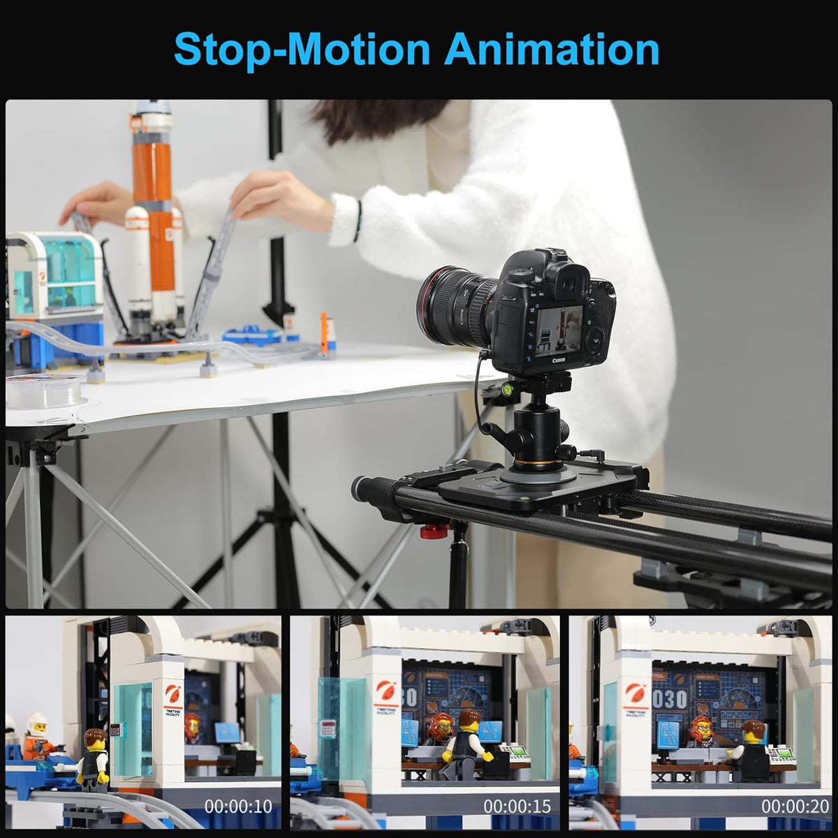 Motorized Camera Slider, 2-Axis 31'' Carbon Fiber Track Rail with APP Control E5860