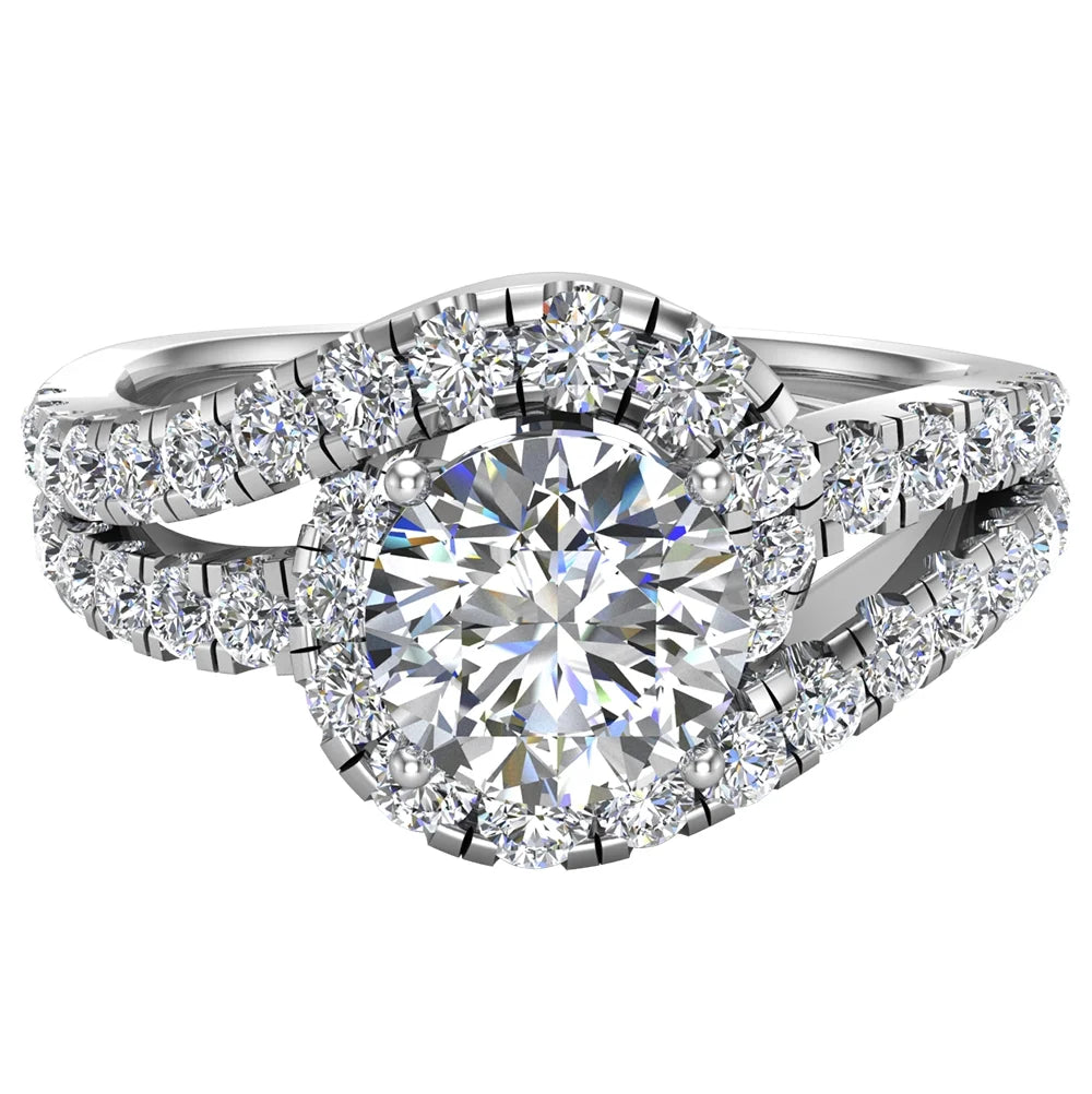 14K White Gold Diamond Engagement Ring 1.25 CT R684