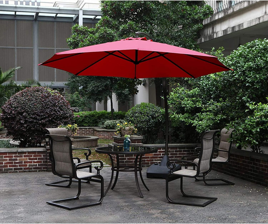 Brick Red Aluminum Offset Umbrella with Base Q853182