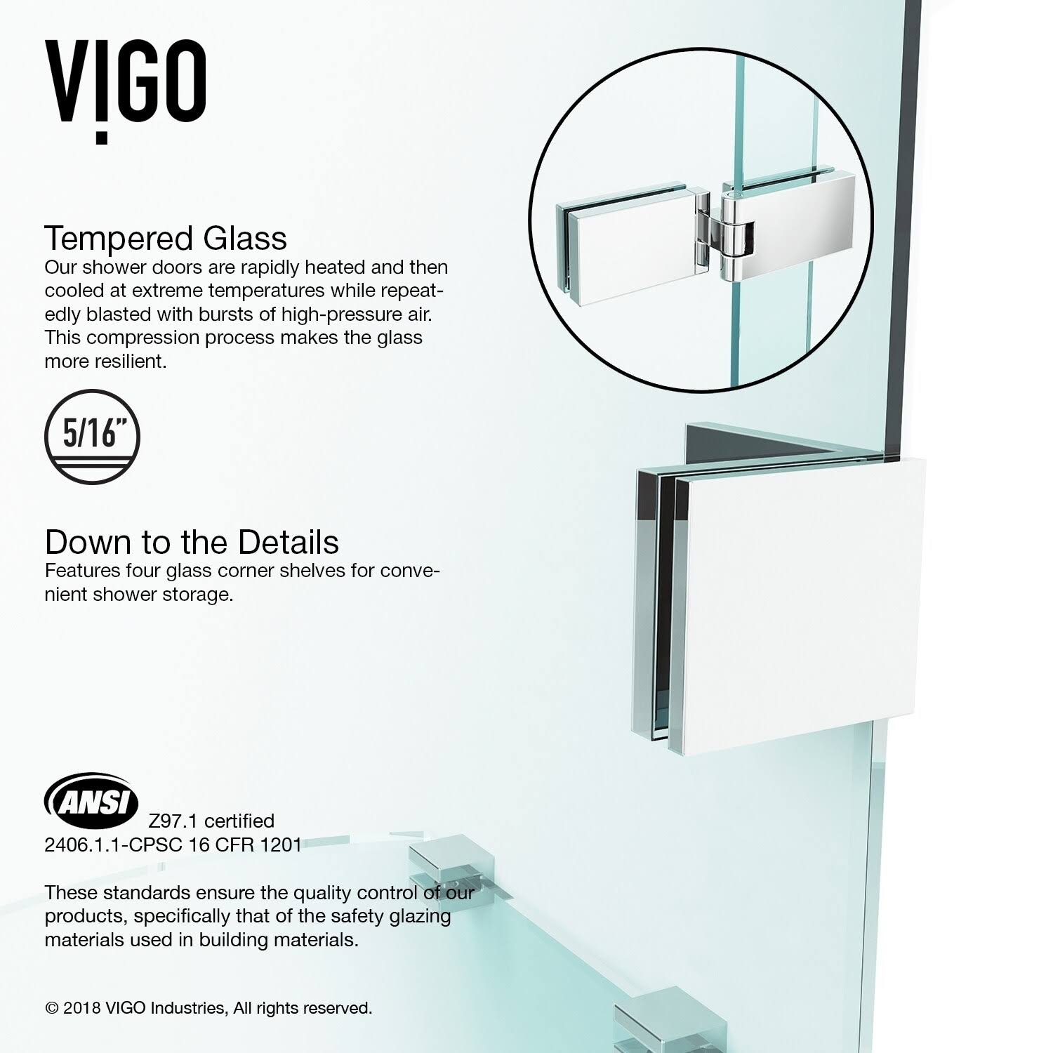 Chrome Adjustable Frameless Hinged Shower Door, 74x22H S958299