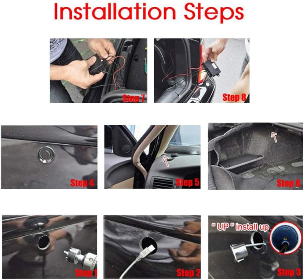 Universal Car Reverse Backup Radar System 8 Sensors LED Display Pack of 2 I33725