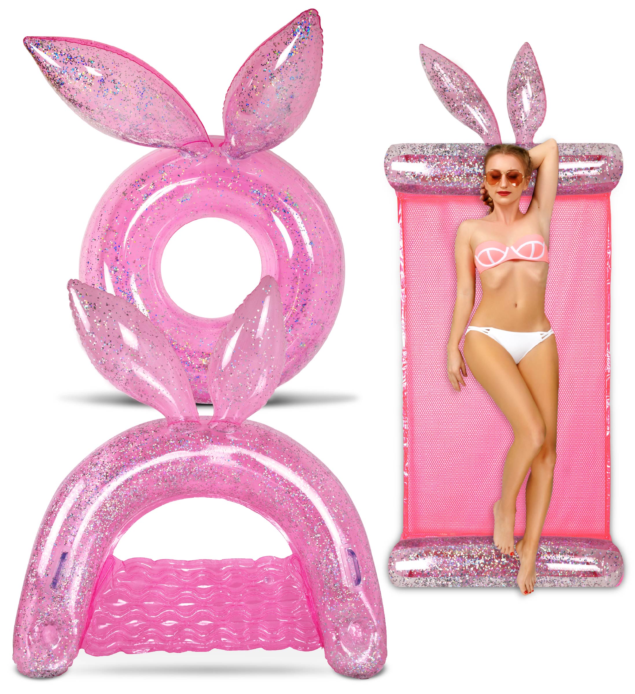 Pink Bunny Pool Floats Set Of 3 Pack G589364