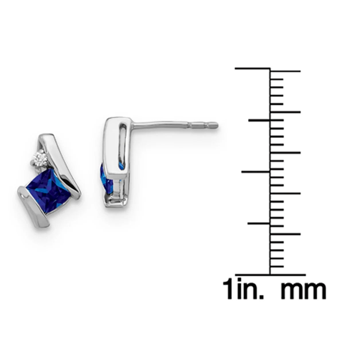 10 Karat White Gold Sapphire & Diamond Earrings P655