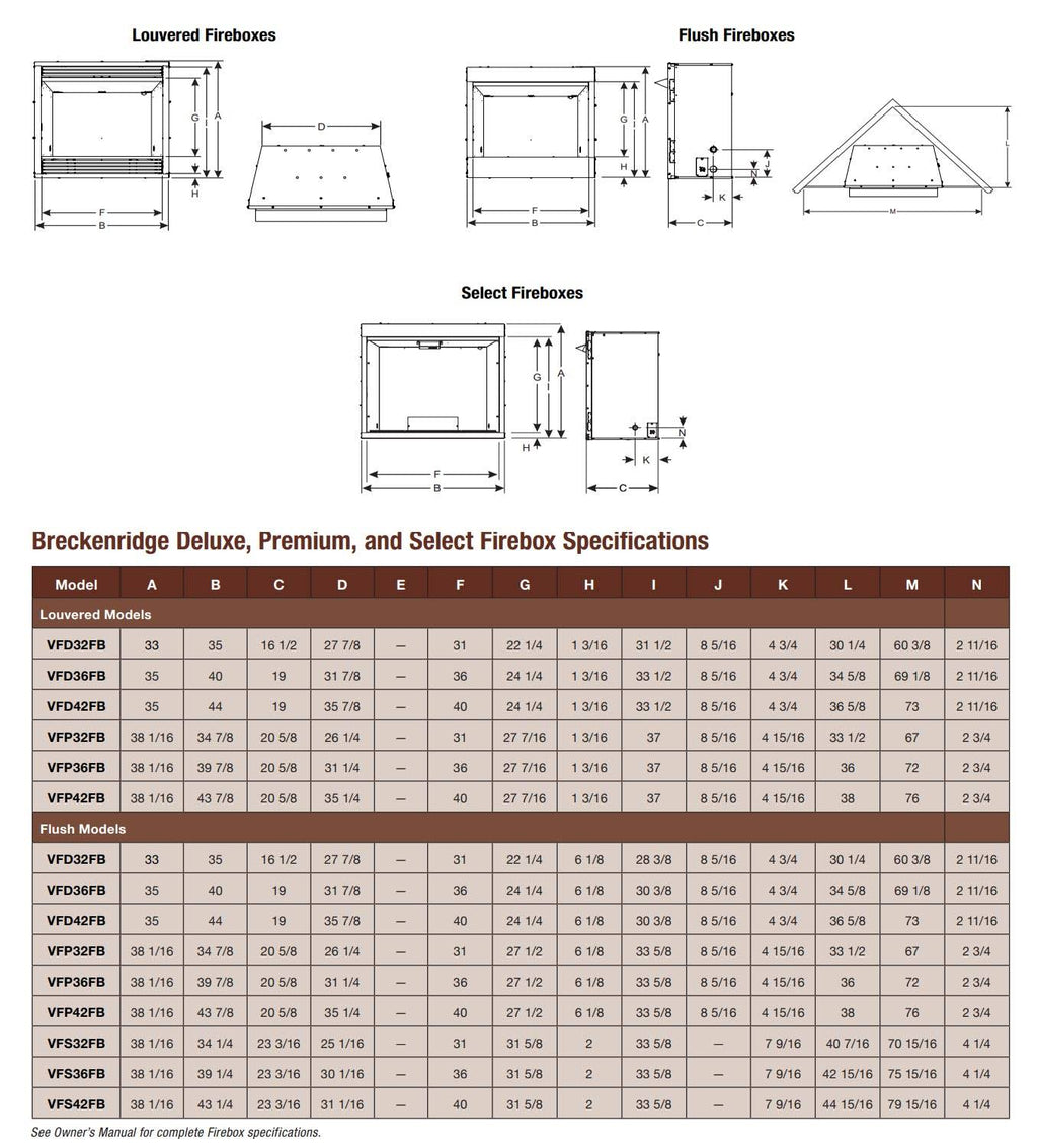 Vent-Free Firebox with Louver Refractory Liner S254