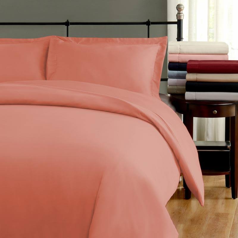 Coral King/Cal King 100% Cotton Duvet Cover Set W1767