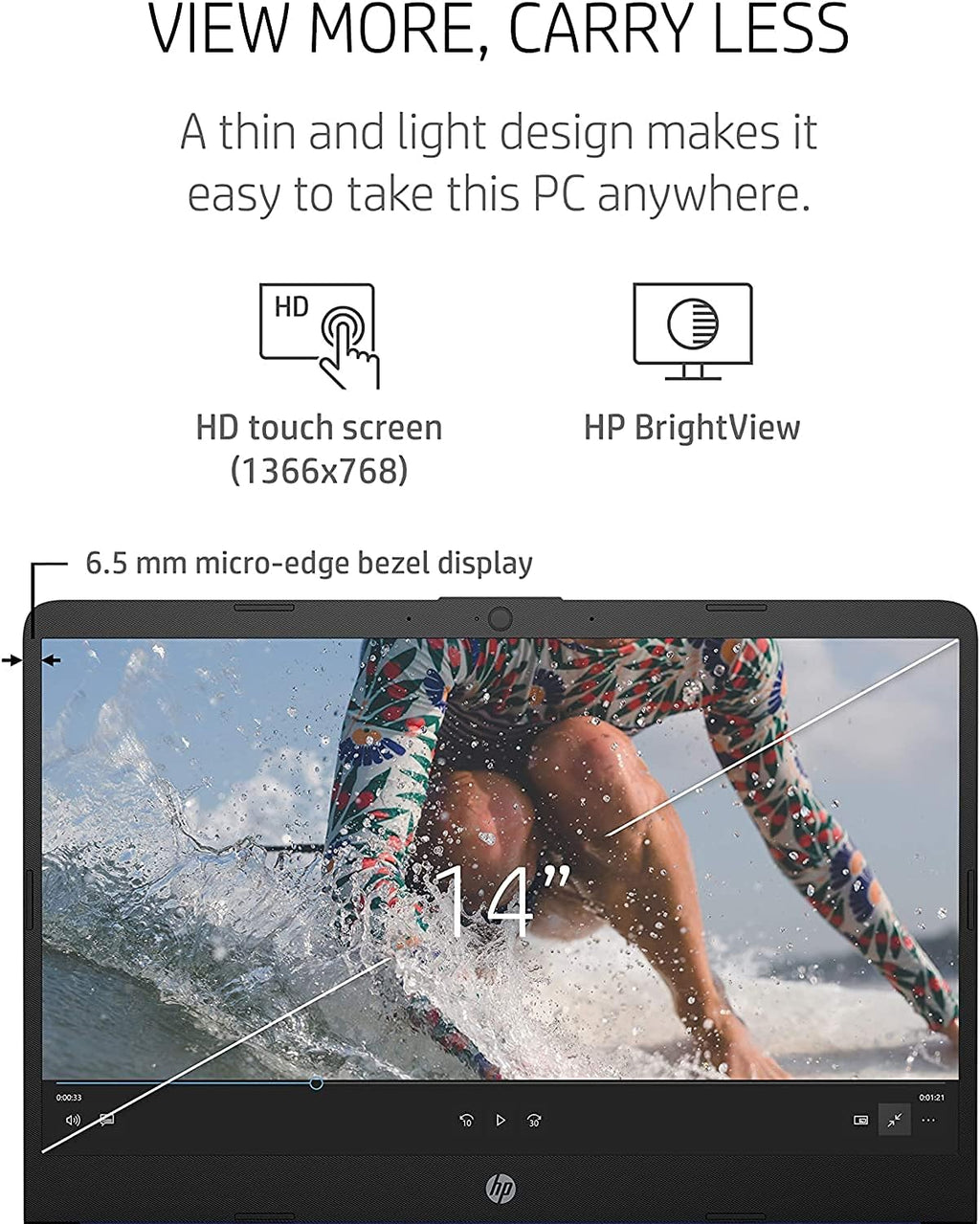 14" Touchscreen Ultra Light Laptop, 8GB RAM, 256GB SSD L5342