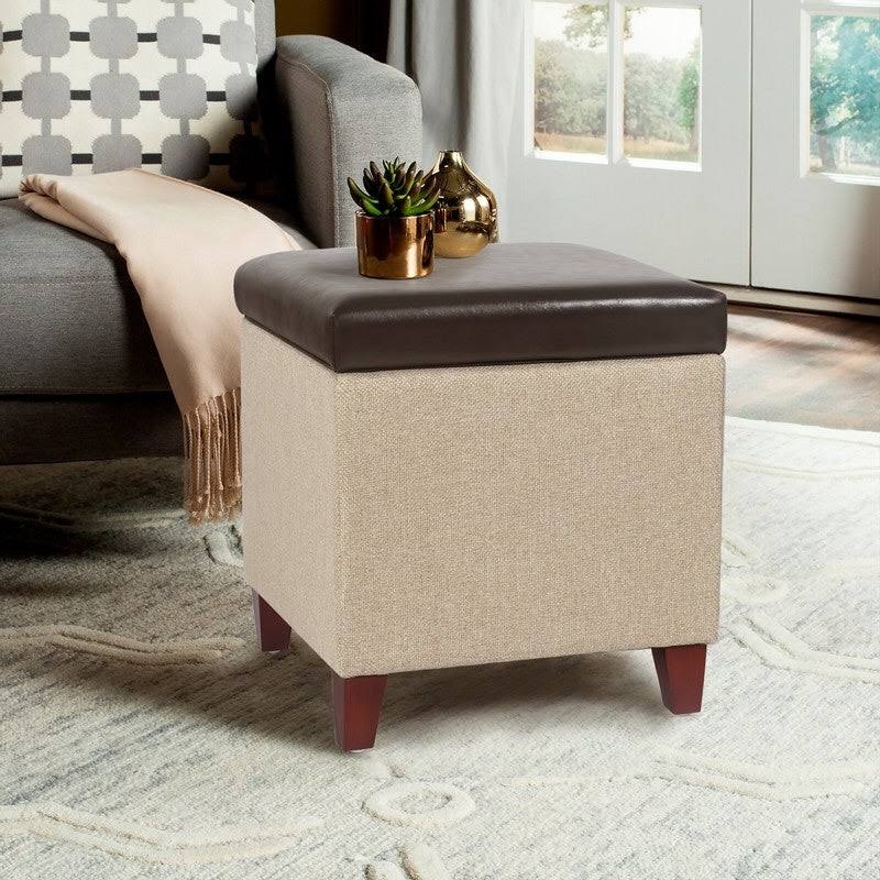 Storage Ottoman Footstool (Brown/Tan) A9157