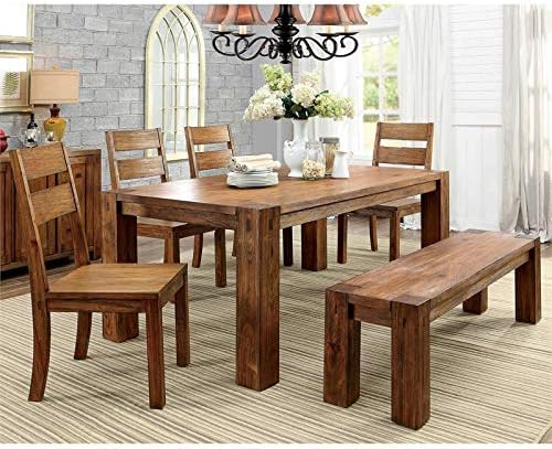 Rustic Wood Dining Bench in Dark Oak I2838