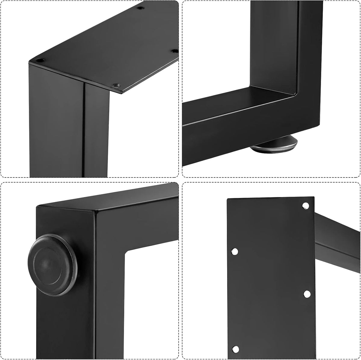 Metal Table Legs Set of 2 Black Matte 28" Height 18" Wide F82029