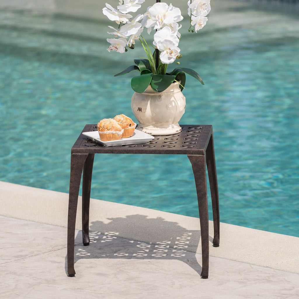 Bronze Finished Cast Aluminum Side Table M5990